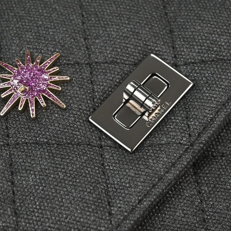 Chanel Gray Canvas Rhinestone Mademoiselle Lock Wallet on Chain WOC 166432