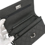 Chanel Gray Canvas Rhinestone Mademoiselle Lock Wallet on Chain WOC 166432