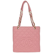 Chanel Pink Calfskin Petite Shopping Tote PST Chain Handbag 166447
