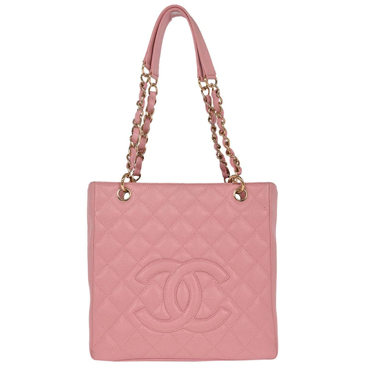 Chanel Pink Calfskin Petite Shopping Tote PST Chain Handbag 166447