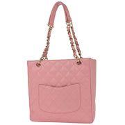 Chanel Pink Calfskin Petite Shopping Tote PST Chain Handbag 166447