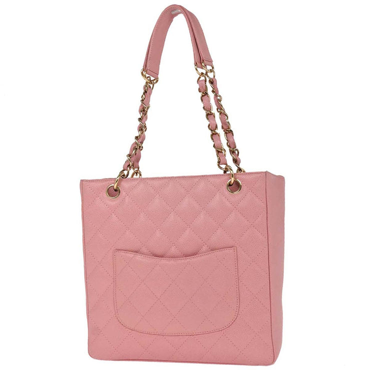 Chanel Pink Calfskin Petite Shopping Tote PST Chain Handbag 166447