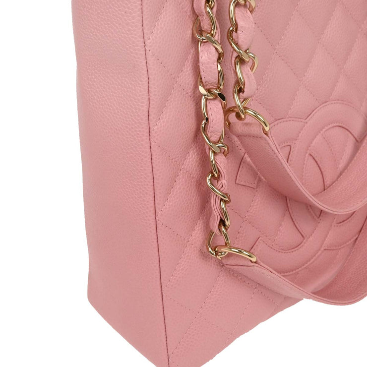 Chanel Pink Calfskin Petite Shopping Tote PST Chain Handbag 166447
