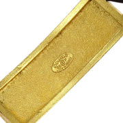 Chanel Gold Black Leather Rhinestone Choker Necklace 95P 166499