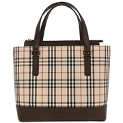 Burberry Beige Canvas Burberry Check Tote Handbag 166521