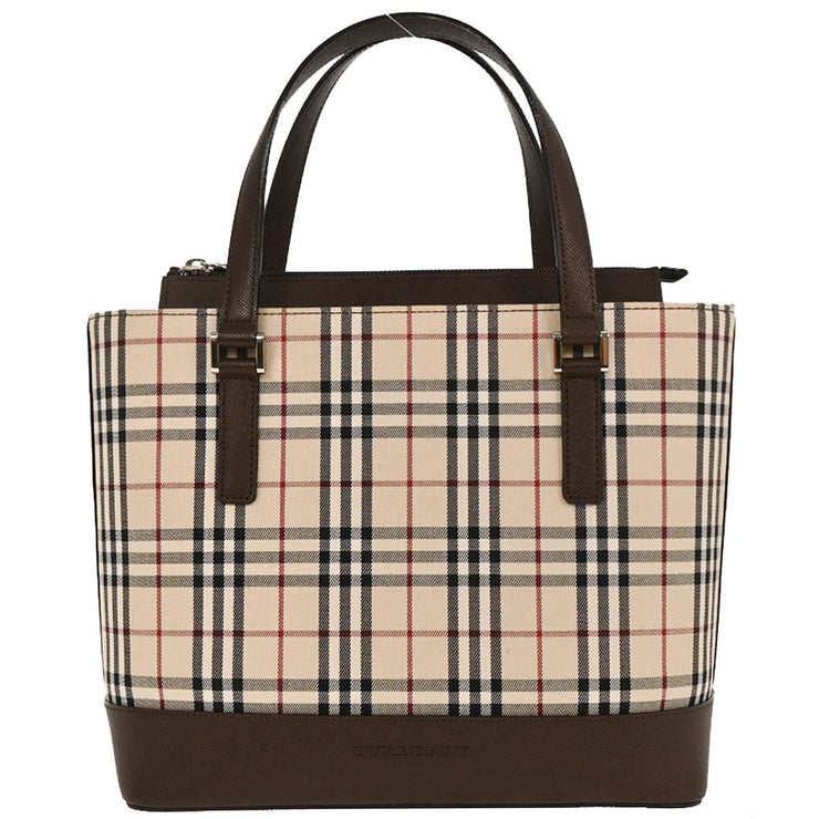 Burberry Beige Canvas Burberry Check Tote Handbag 166521