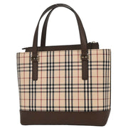 Burberry Beige Canvas Burberry Check Tote Handbag 166521