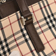 Burberry Beige Canvas Burberry Check Tote Handbag 166521