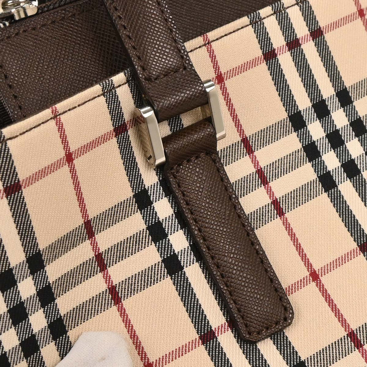 Burberry Beige Canvas Burberry Check Tote Handbag 166521