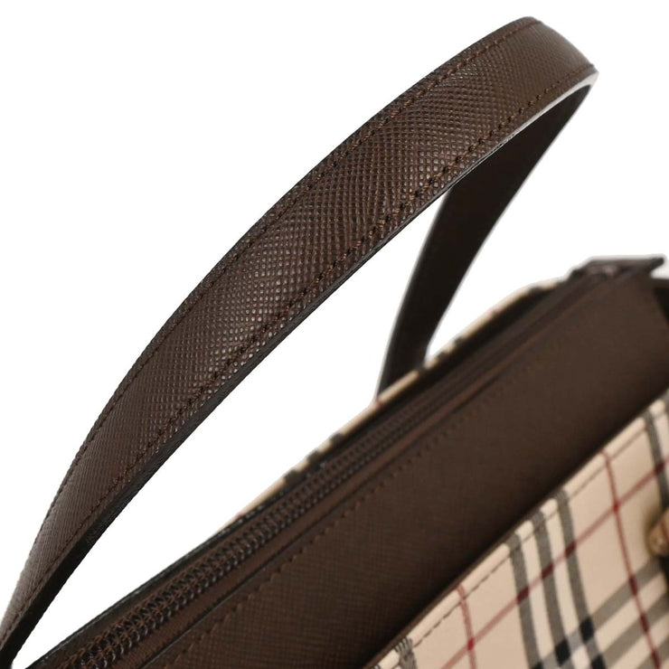 Burberry Beige Canvas Burberry Check Tote Handbag 166521