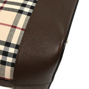 Burberry Beige Canvas Burberry Check Tote Handbag 166521