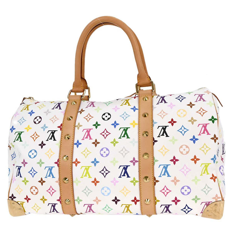 Louis Vuitton White Monogram Multicolor Keepall 45 Handbag M92641 FL0034 166529
