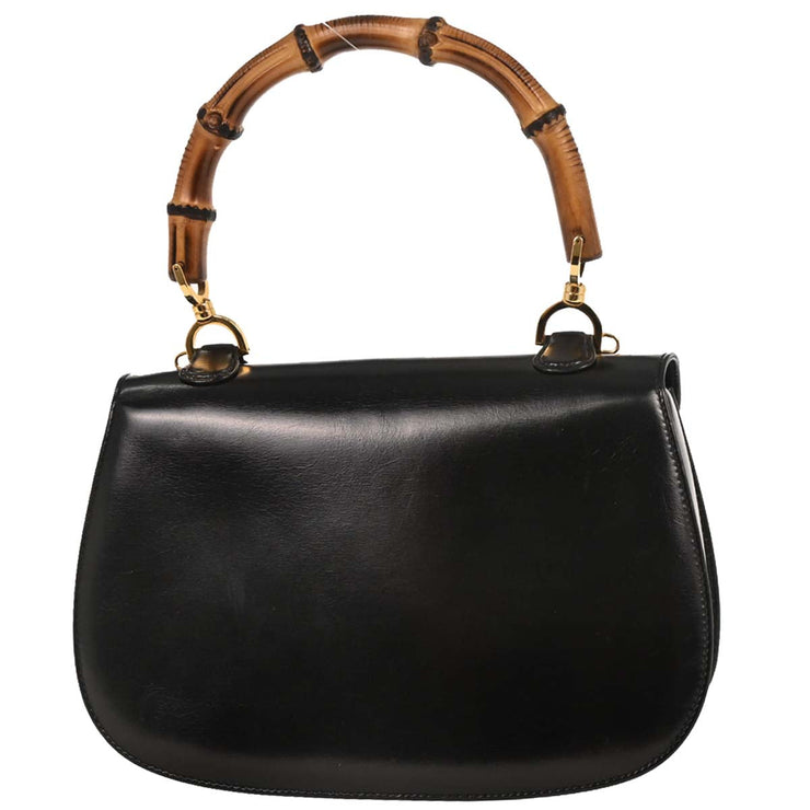 Gucci Black Bamboo Handbag 000-2113-0633 166546