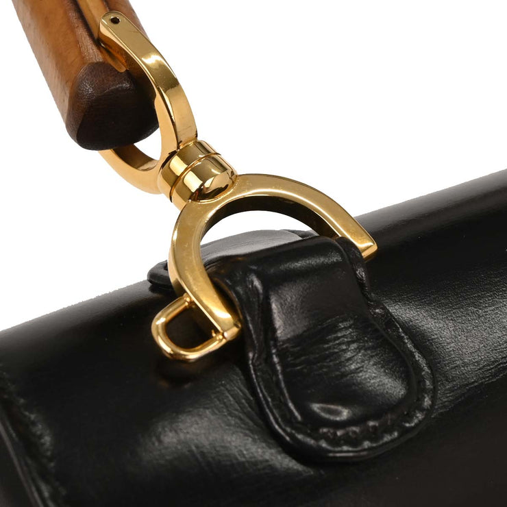 Gucci Black Bamboo Handbag 000-2113-0633 166546