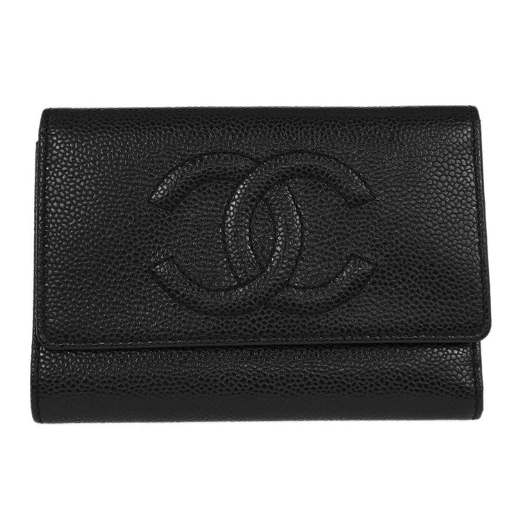 Chanel Black Calfskin Trifold Wallet 166560