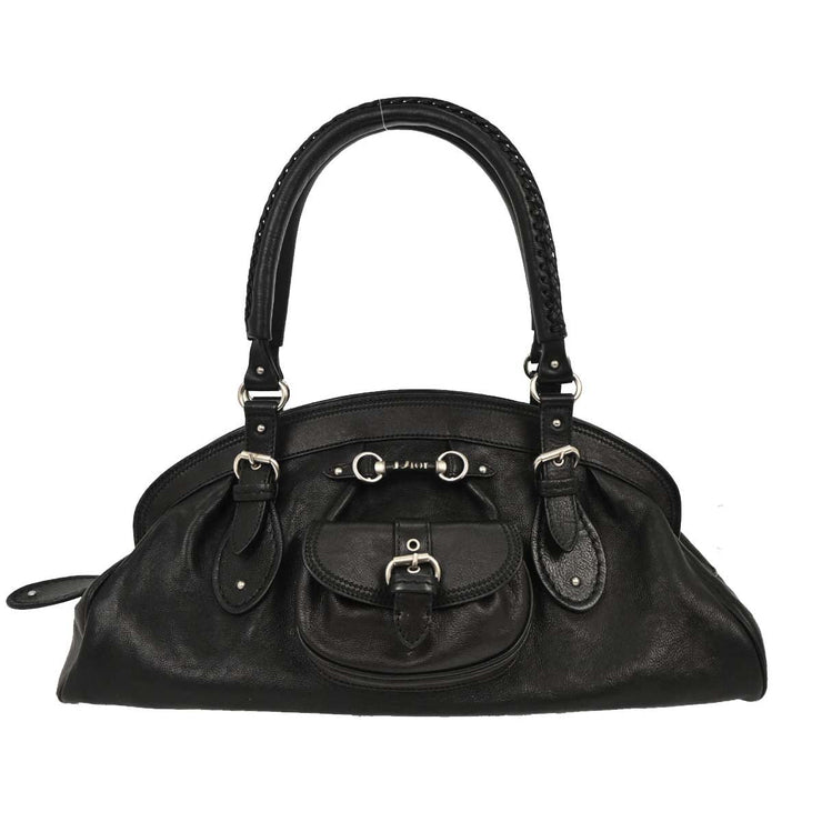 Christian Dior Black Leather My Dior Frame Bowling Handbag 01-RU-1026 166561