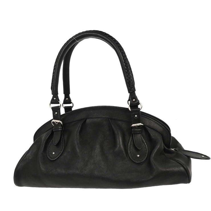 Christian Dior Black Leather My Dior Frame Bowling Handbag 01-RU-1026 166561