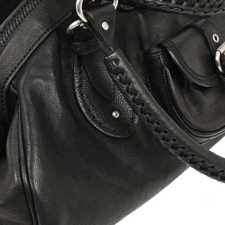 Christian Dior Black Leather My Dior Frame Bowling Handbag 01-RU-1026 166561