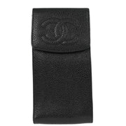 Chanel Black Calfskin Timeless Sunglasses Case Small Good 166562