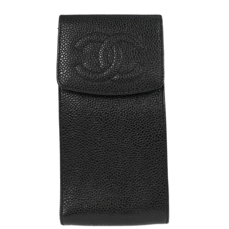 Chanel Black Calfskin Timeless Sunglasses Case Small Good 166562
