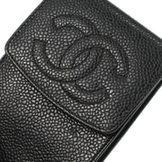 Chanel Black Calfskin Timeless Sunglasses Case Small Good 166562