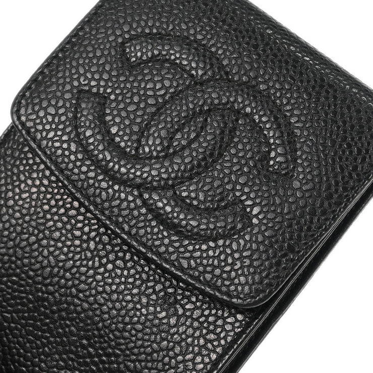 Chanel Black Calfskin Timeless Sunglasses Case Small Good 166562