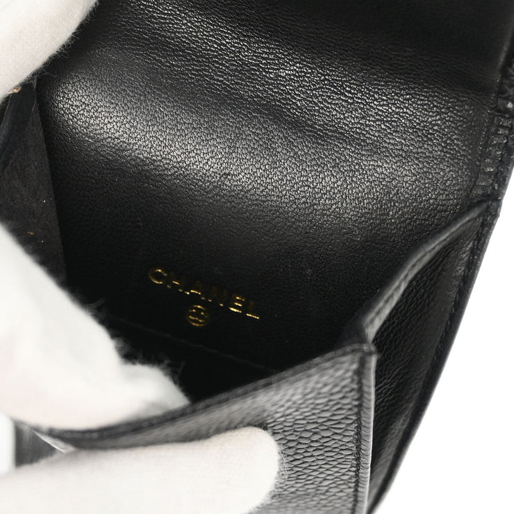 Chanel Black Calfskin Timeless Sunglasses Case Small Good 166562