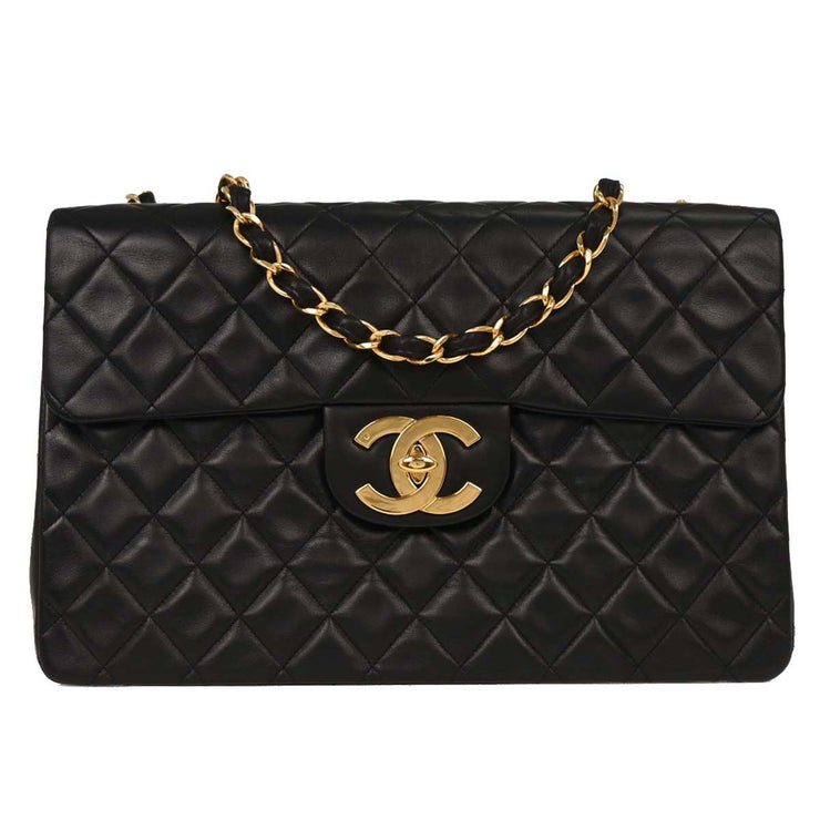 Chanel Black Lambskin Maxi Classic Flap Shoulder Bag 166570