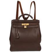 Hermes Havane Gulliver Kelly A Dos GM Backpack  Square:E N13 166576