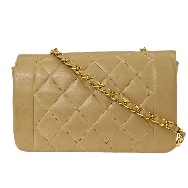 Chanel Beige Lambskin Small Diana Shoulder Bag 166577