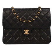 Chanel Black Lambskin Turnlock Small Half Flap Shoulder Bag 166578