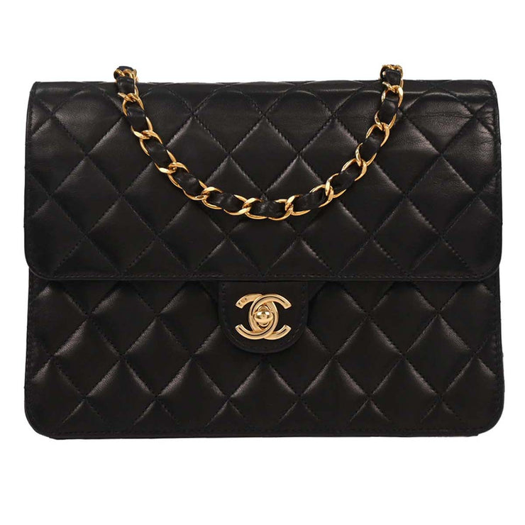 Chanel Black Lambskin Turnlock Small Half Flap Shoulder Bag 166578