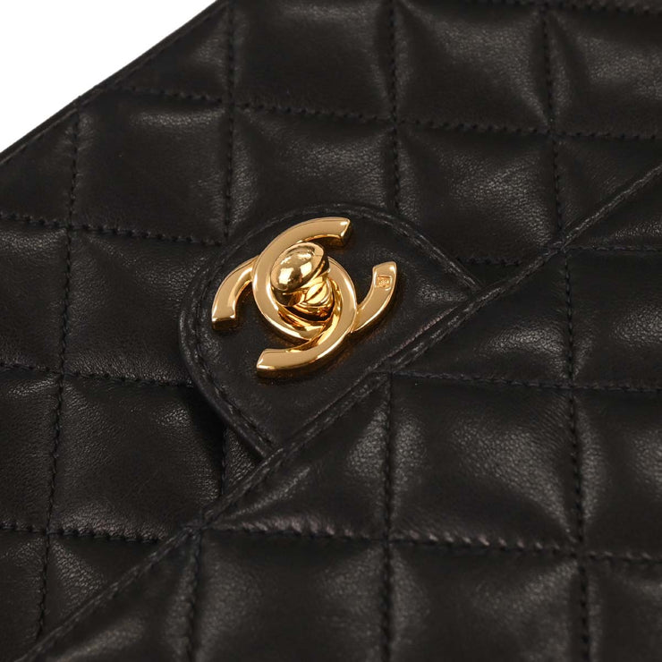 Chanel Black Lambskin Turnlock Small Half Flap Shoulder Bag 166578