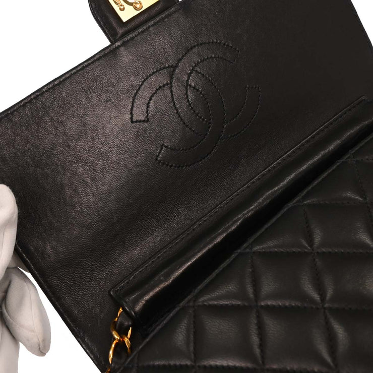 Chanel Black Lambskin Turnlock Small Half Flap Shoulder Bag 166578