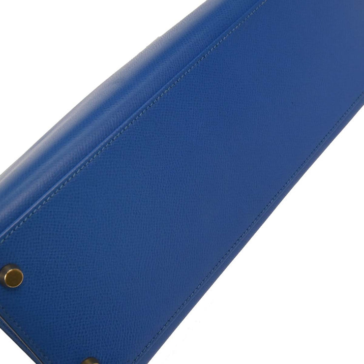 Hermes Blue France Courchevel Kelly 32 Sellier Handbag  Z 22 166579