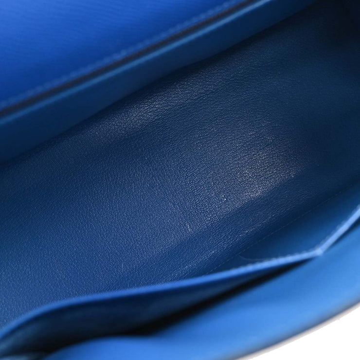 Hermes Blue France Courchevel Kelly 32 Sellier Handbag  Z 22 166579