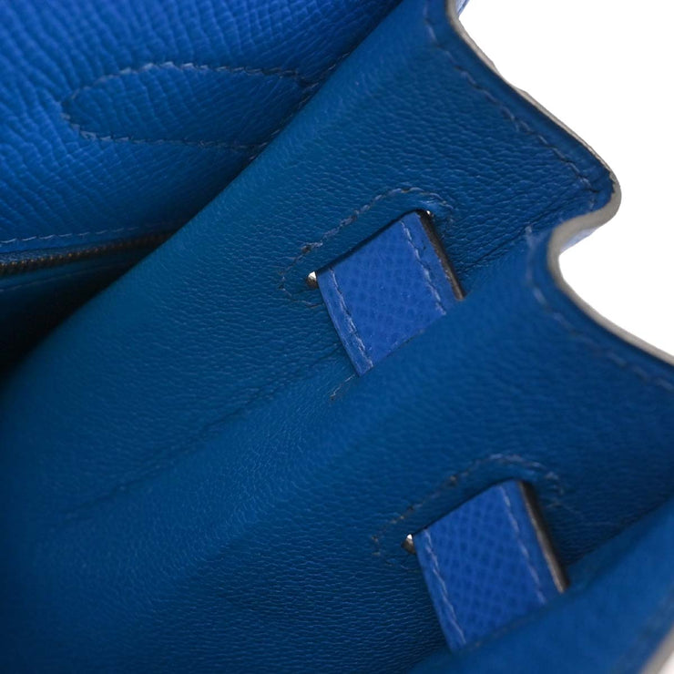 Hermes Blue France Courchevel Kelly 32 Sellier Handbag  Z 22 166579