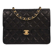 Chanel Black Lambskin Turnlock Small Half Flap Shoulder Bag 166582