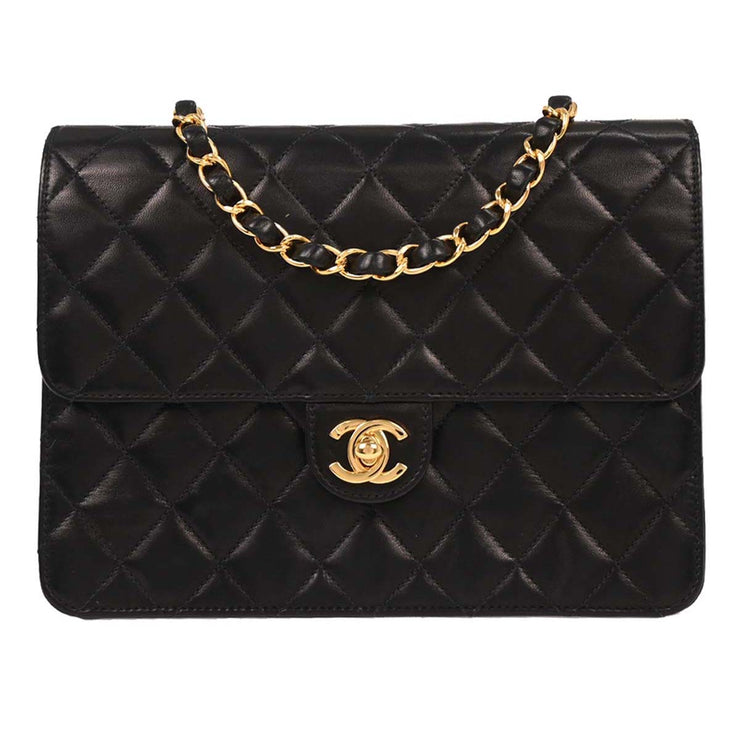 Chanel Black Lambskin Turnlock Small Half Flap Shoulder Bag 166582