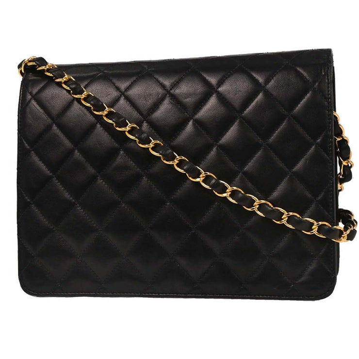 Chanel Black Lambskin Turnlock Small Half Flap Shoulder Bag 166582