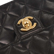 Chanel Black Lambskin Turnlock Small Half Flap Shoulder Bag 166582