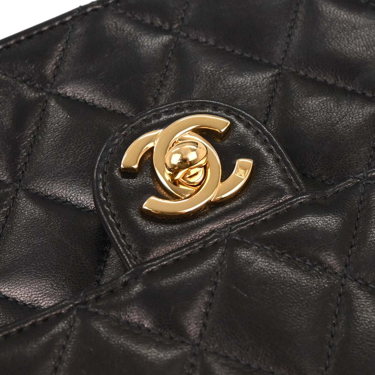 Chanel Black Lambskin Turnlock Small Half Flap Shoulder Bag 166582