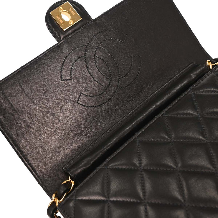 Chanel Black Lambskin Turnlock Small Half Flap Shoulder Bag 166582