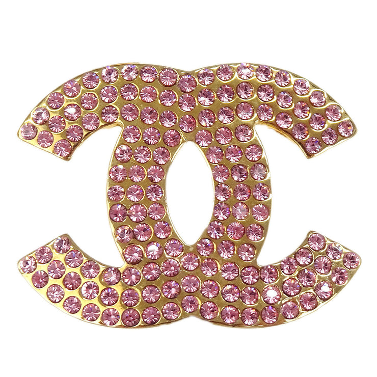 Chanel CC Brooch Pin Rhinestone Gold 02P 166589