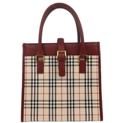 Burberry Beige Bordeaux Burberry Check Tote Bag 166591