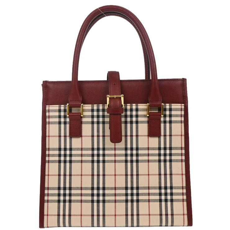 Burberry Beige Bordeaux Burberry Check Tote Bag 166591