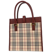 Burberry Beige Bordeaux Burberry Check Tote Bag 166591