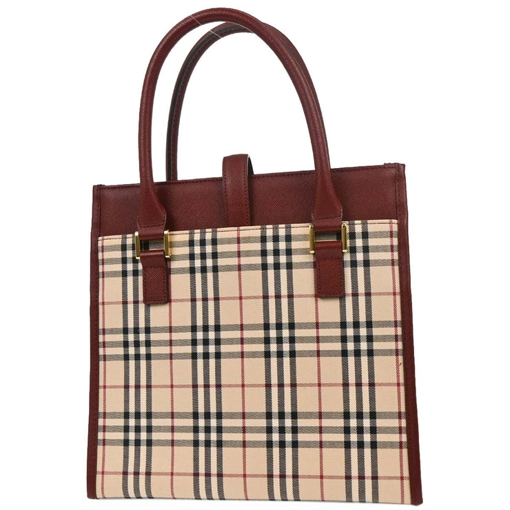 Burberry Beige Bordeaux Burberry Check Tote Bag 166591