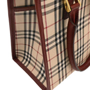Burberry Beige Bordeaux Burberry Check Tote Bag 166591