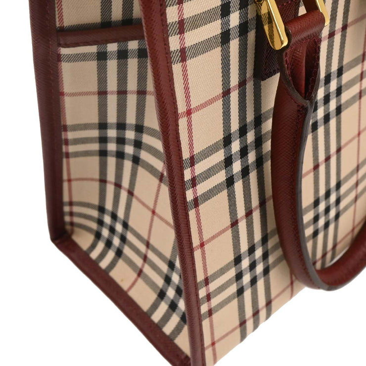 Burberry Beige Bordeaux Burberry Check Tote Bag 166591